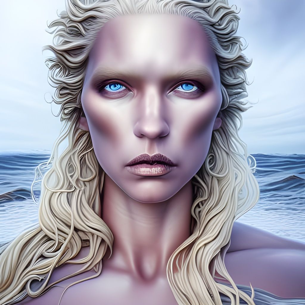 Sea Witch Emerges from Stormy Sea: Acrylic Art