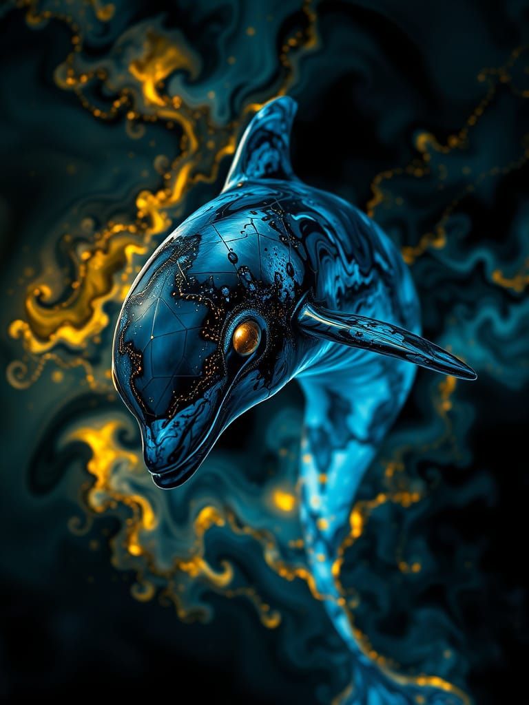 Bioluminescent Dolphin Fractal Vortex Art