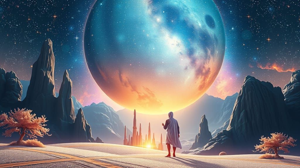 Surreal Cosmic Planet in Ethereal Light