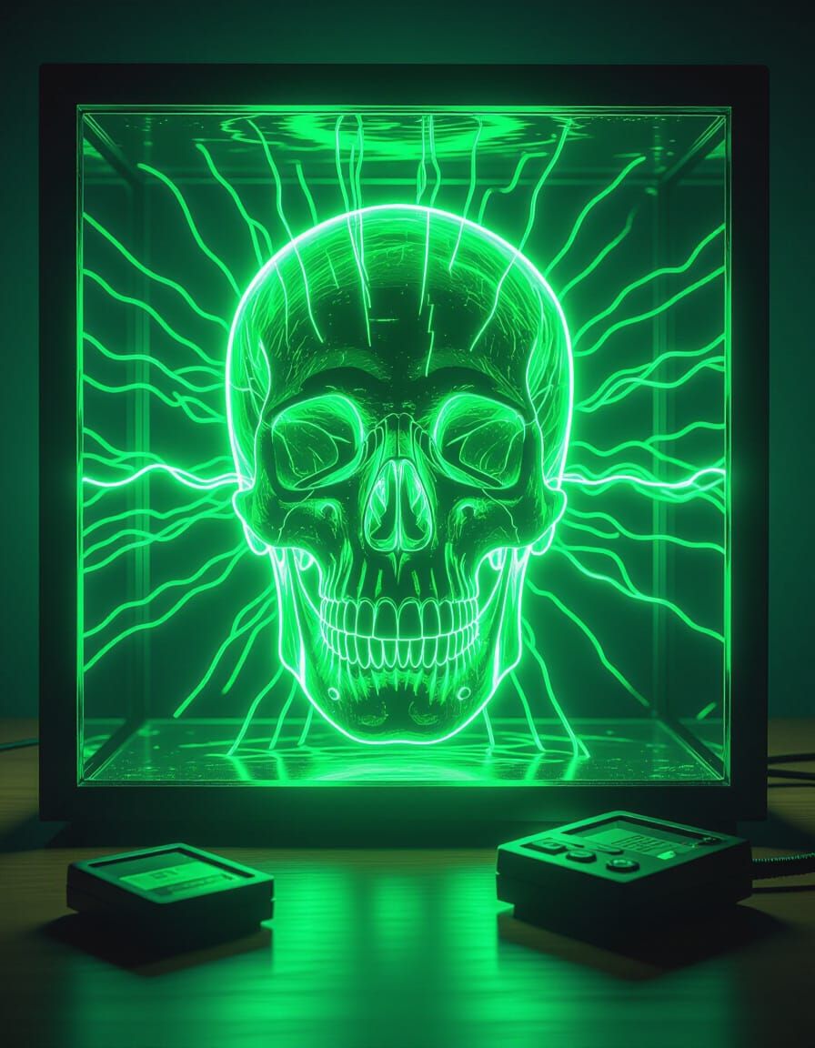 Glowing Chernobyl Skull Radiation Display