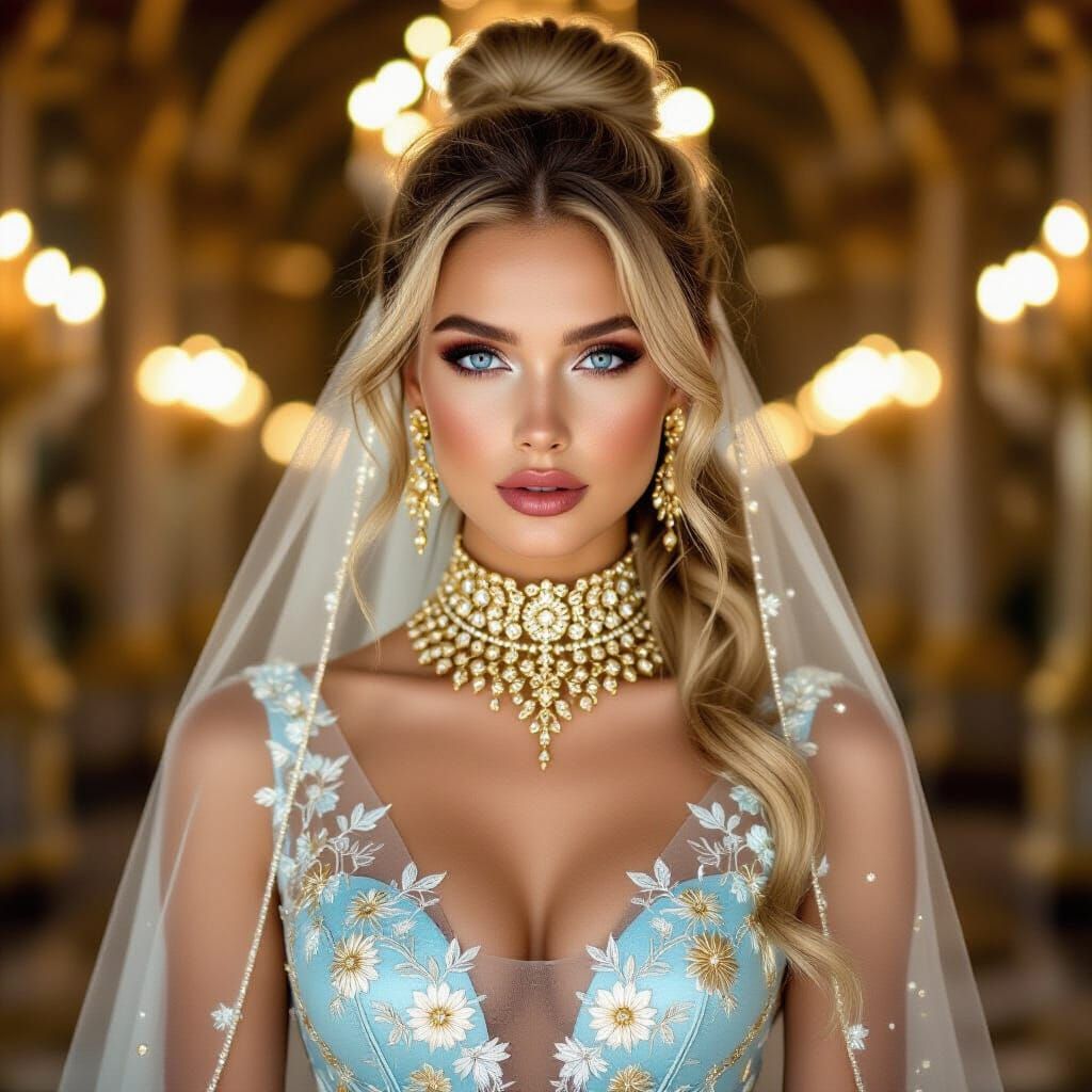 Opulent Golden Hall Portrait of a Bride