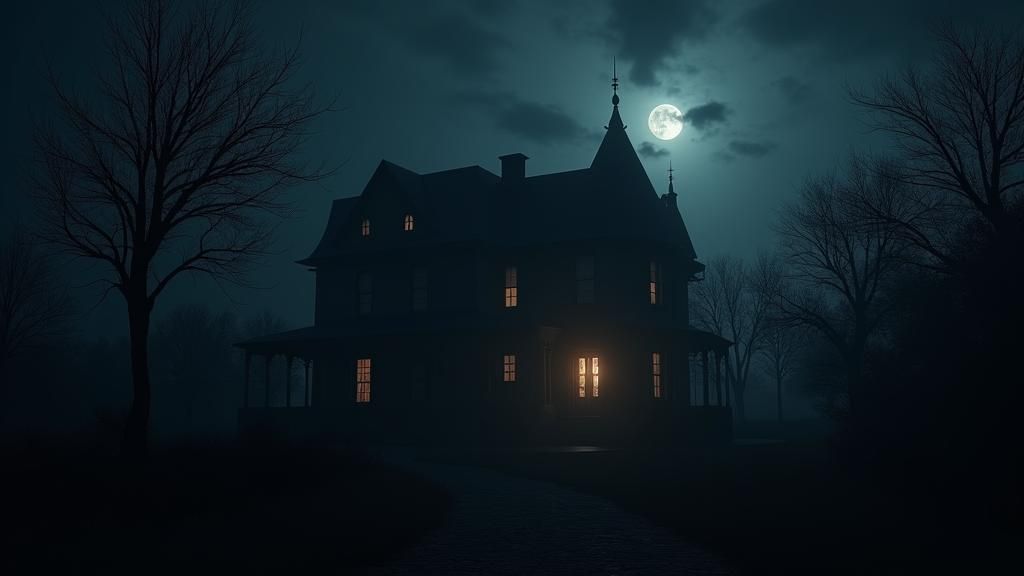 Amityville House in Dark Fantasy Style