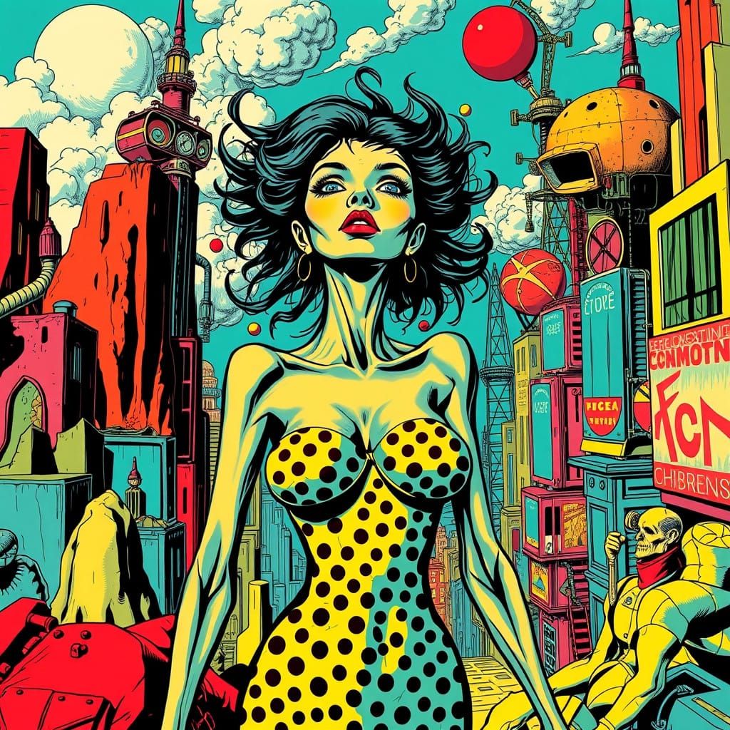 Distorted Goddess in a Biomechanical Dreamscape