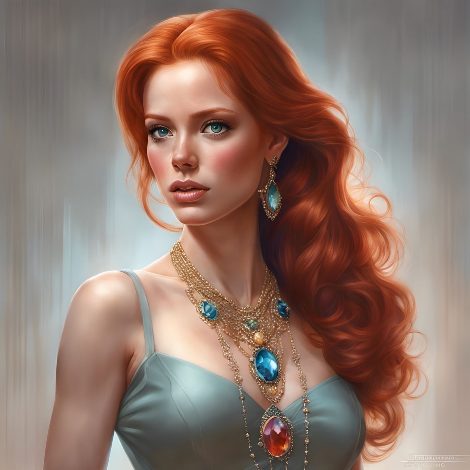 Gorgeous Redhead Portrait in Hyperrealistic Style