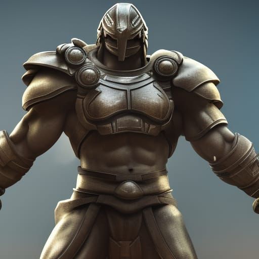 Goofy Spartan in 3D Cinematic Style