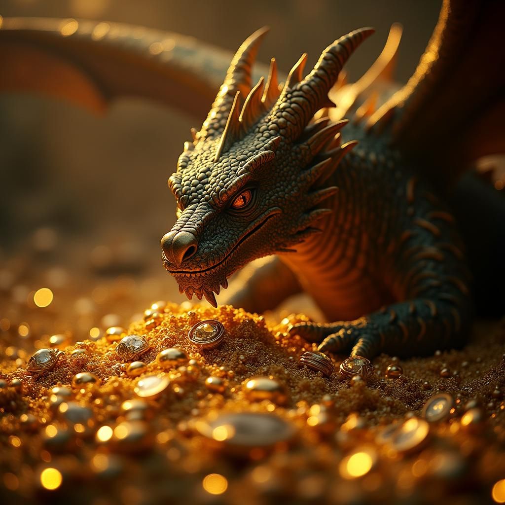 Dragon on Treasure Trove in Cinematic Light