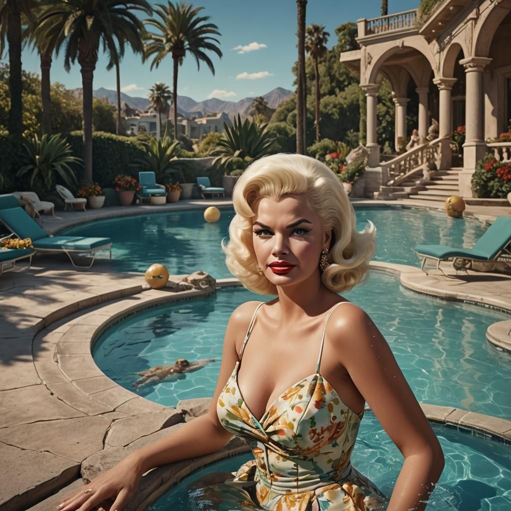 Jayne Mansfield in Old Hollywood, Detailed Digital Painting
