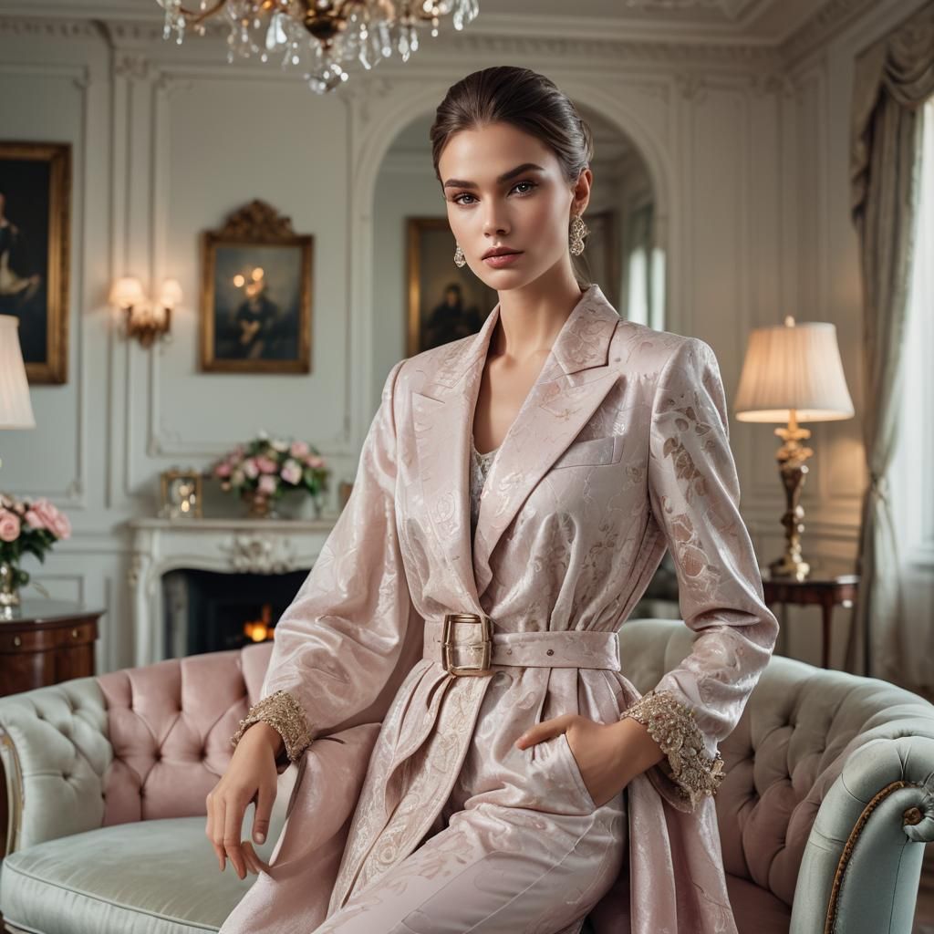 Elegant Fashion Model in Luxurious Interior