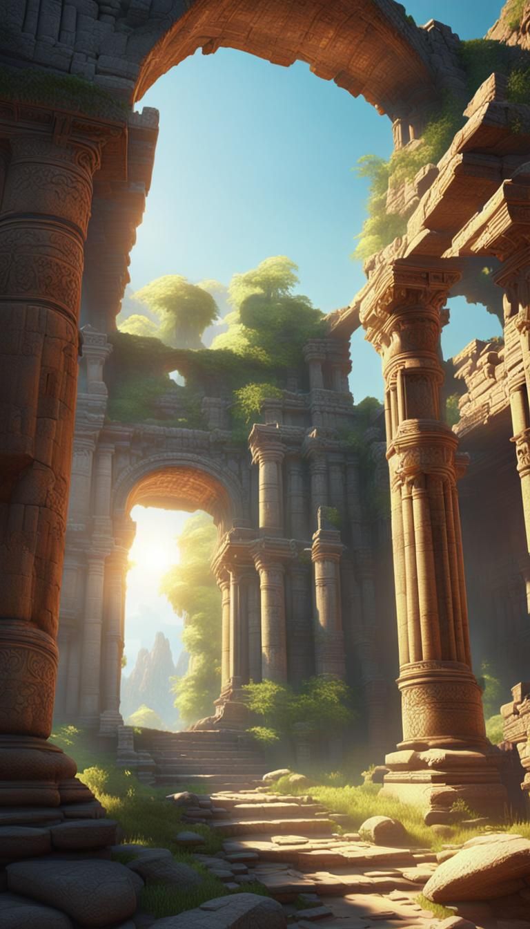 Epic Ancient Ruins Unveiled in Vibrant Morning Light