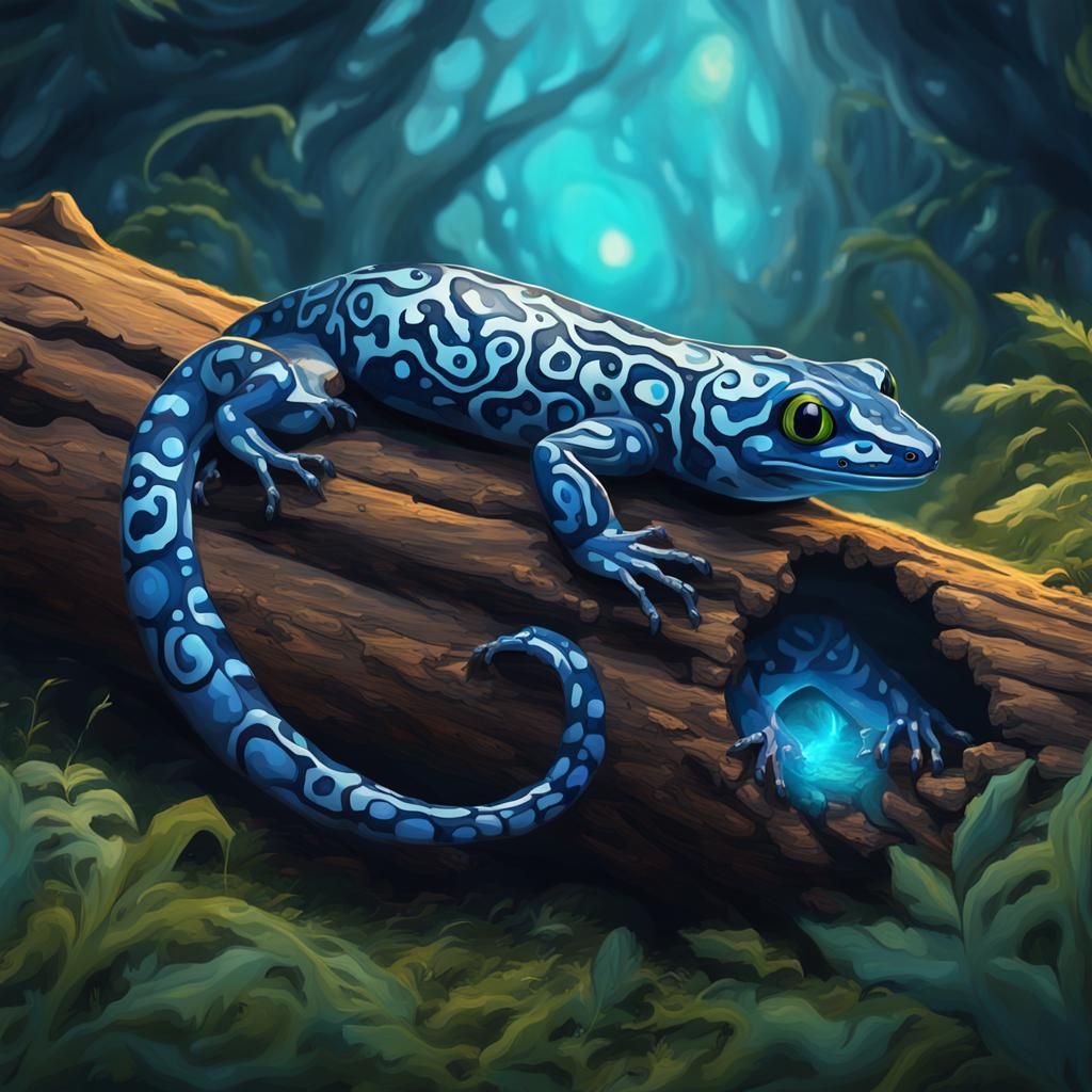 Blue Fire Salamander on Alien Planet