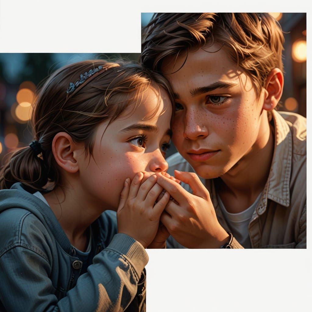 Romantic Kiss: Hyperrealistic Digital Art Portrait