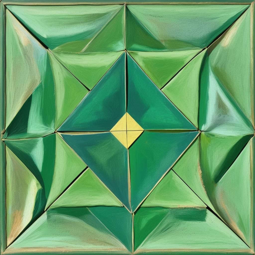 Symmetrical Green Rhombus and Squares Design