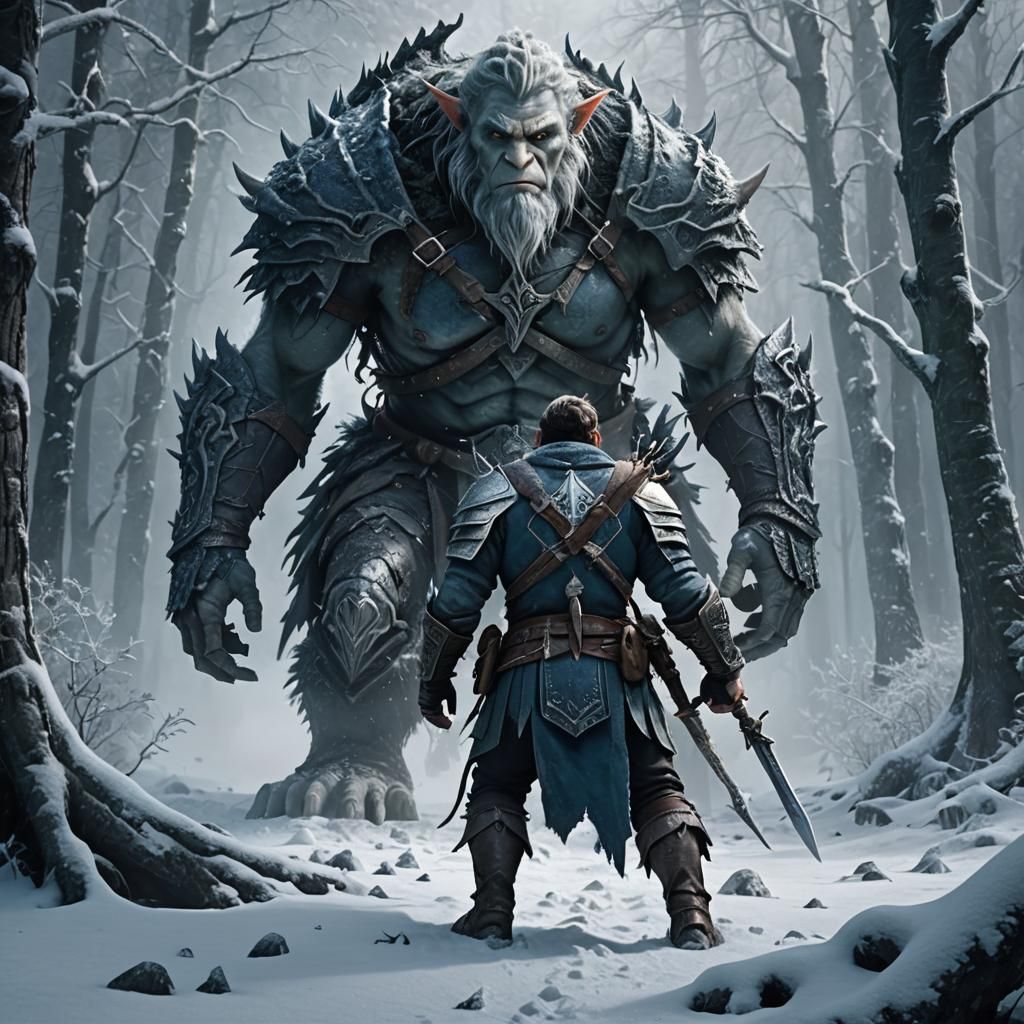 Epic Battle in Frozen Nordic Landscape