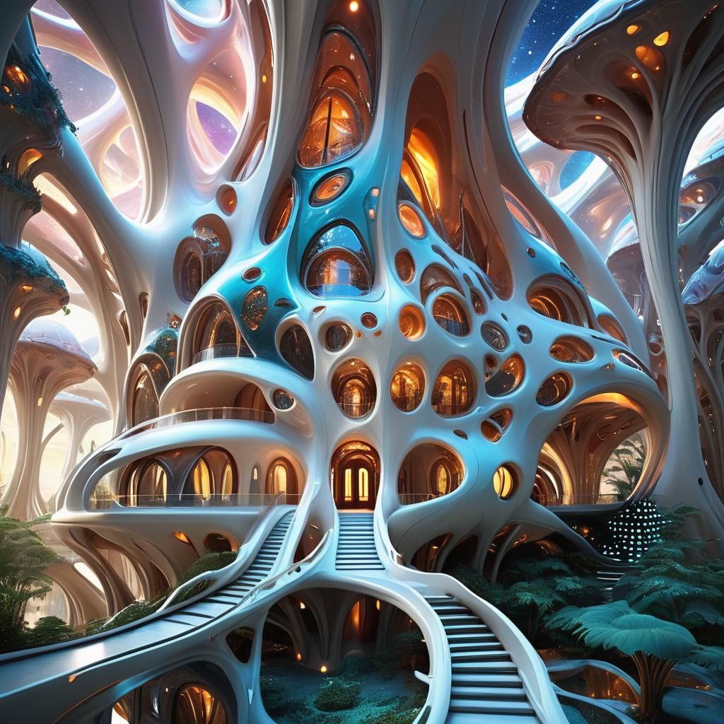 Luxurious Futurist Palace Inspired by Hubble Nebula