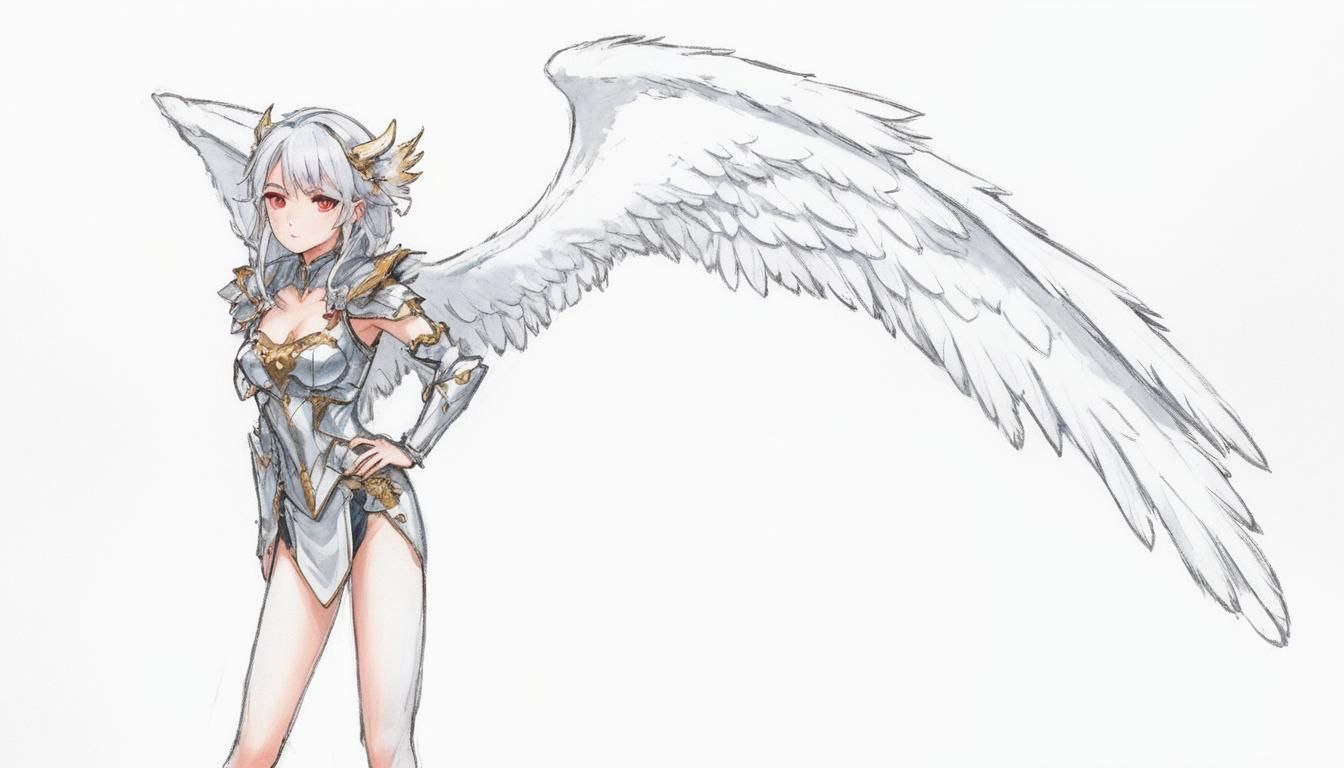 Anime Girl with Silver Hair and Bird Pelt