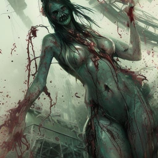 Zombie Woman Covered in Vines: Splash Art