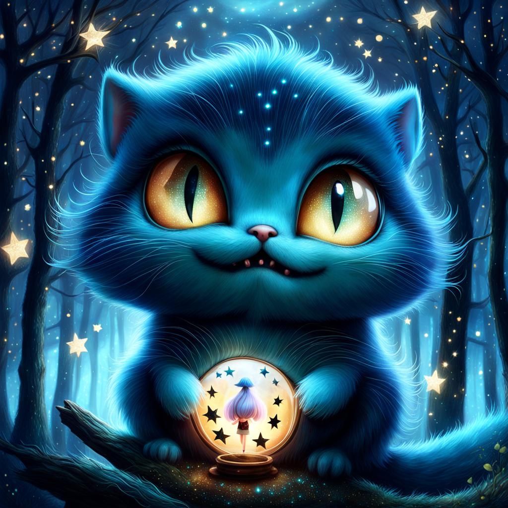 Creepy Cute Cheshire Cat with Bioluminescent Glow