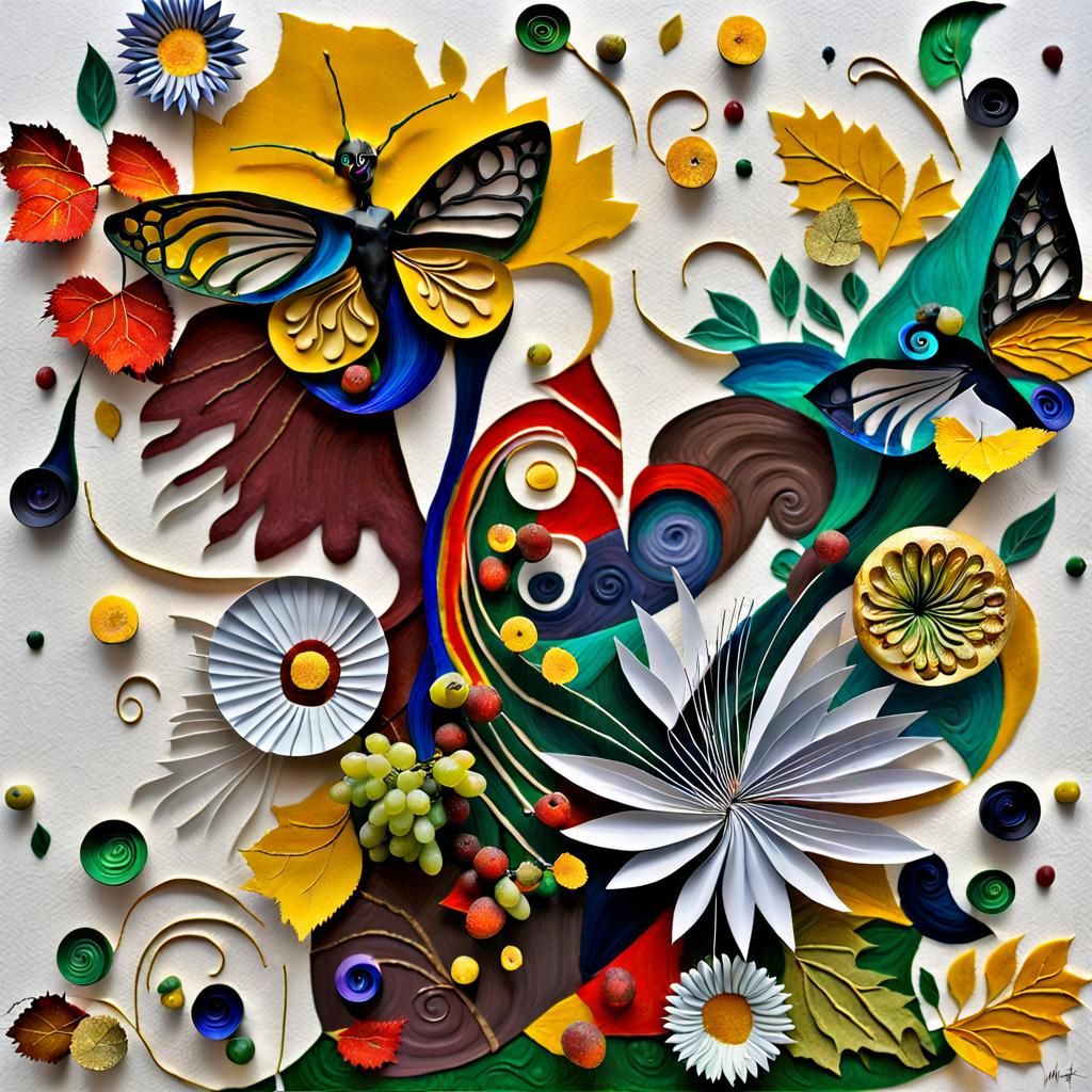 Surreal Golden Goddess Adorned with Fruits and Berries