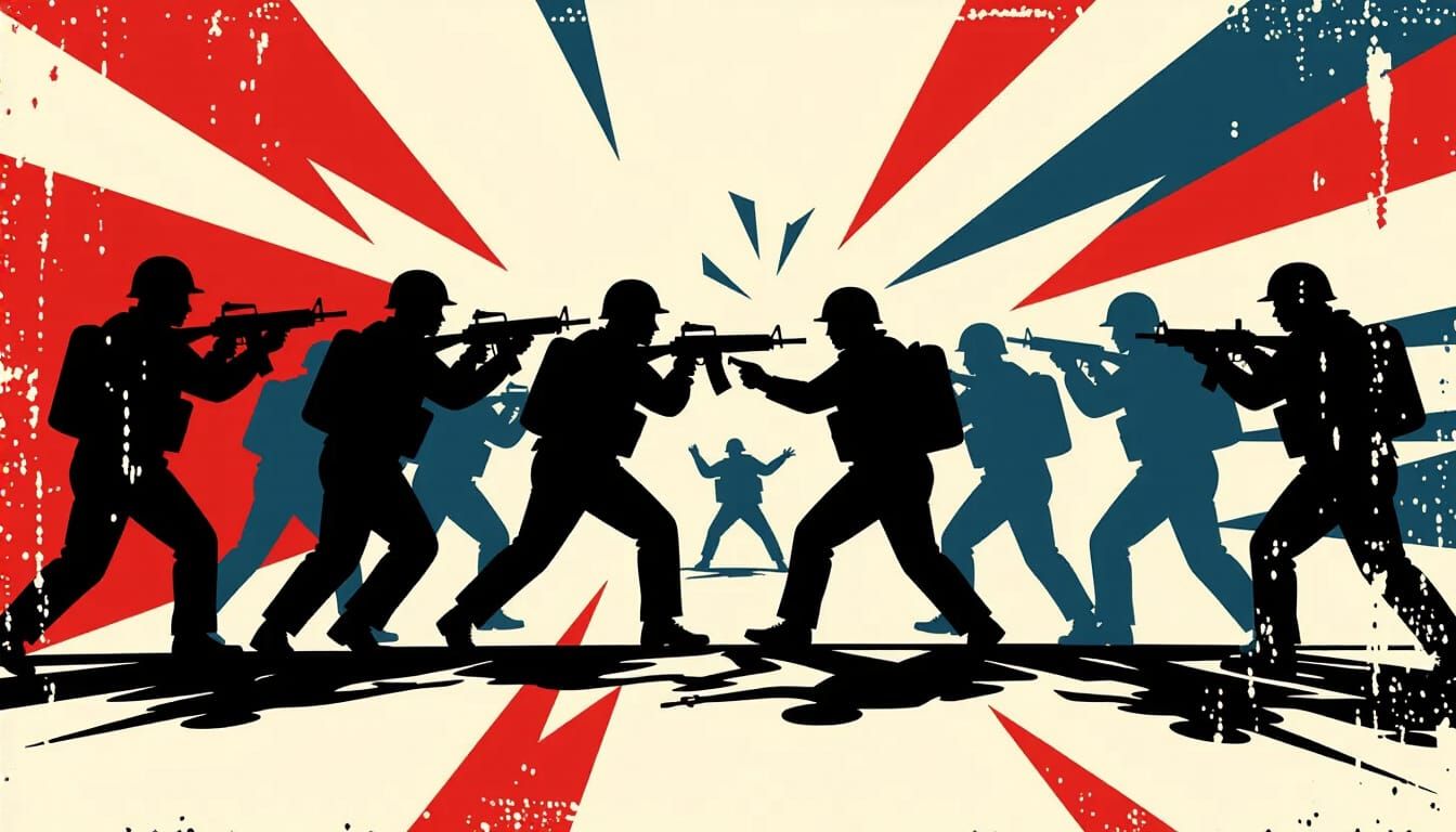 Urban Rebellion Art: Protesters Clash with Police