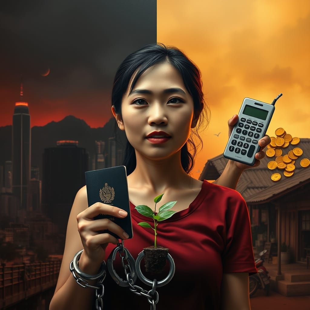 Empowered Southeast Asian Woman Breaks Free