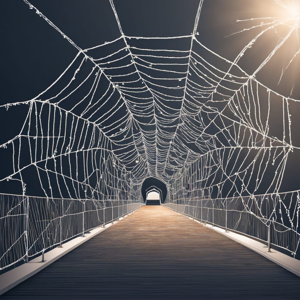 Intricate Spider Web Bridge in Ethereal Light