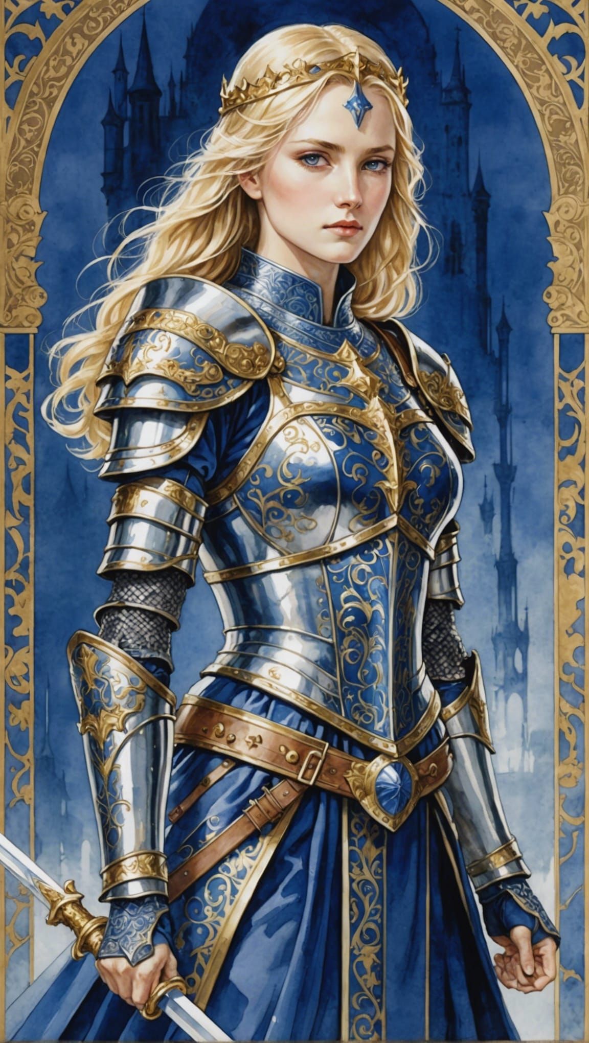 King Arthur as Anime-Style Armored Woman