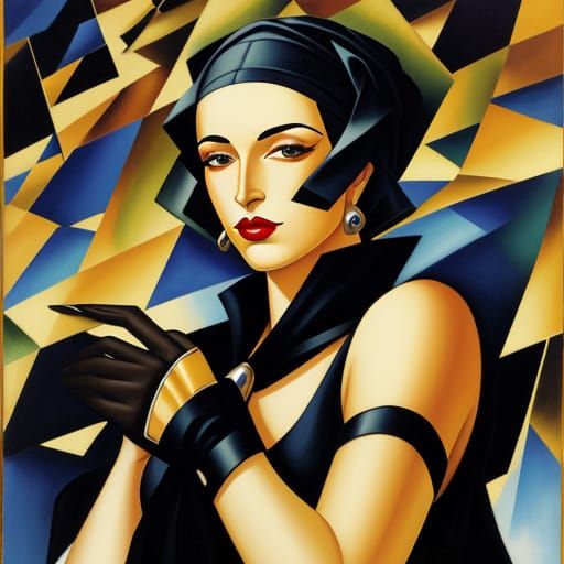 Art Deco Portrait in the Style of Lempicka