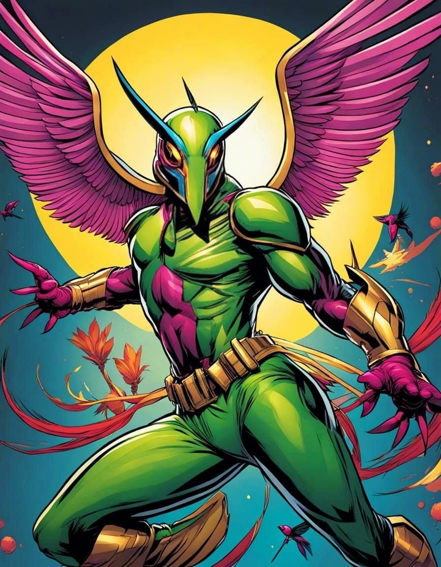 Hummingbird Superhero Mask in Comic Style
