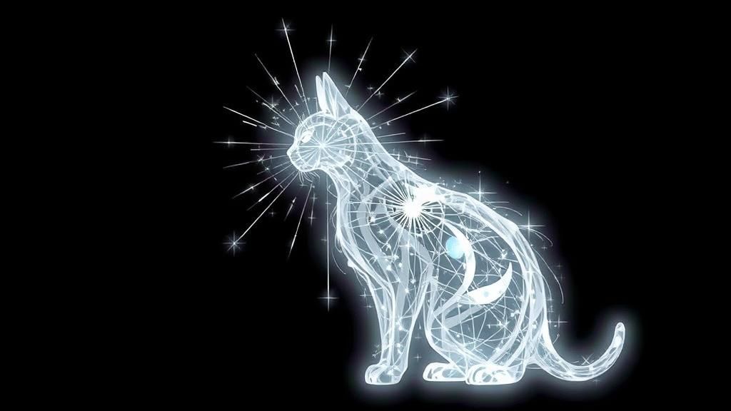 Radiant Celestial Cat: Abstract Light Art