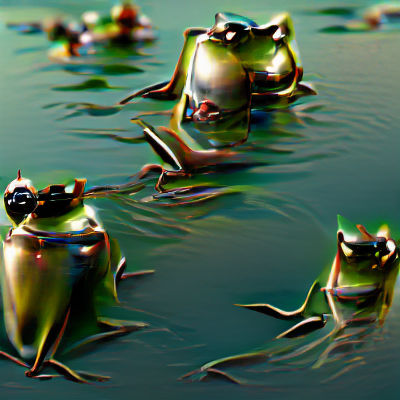 Hyperrealistic Frogs Near Reservoir in 8k
