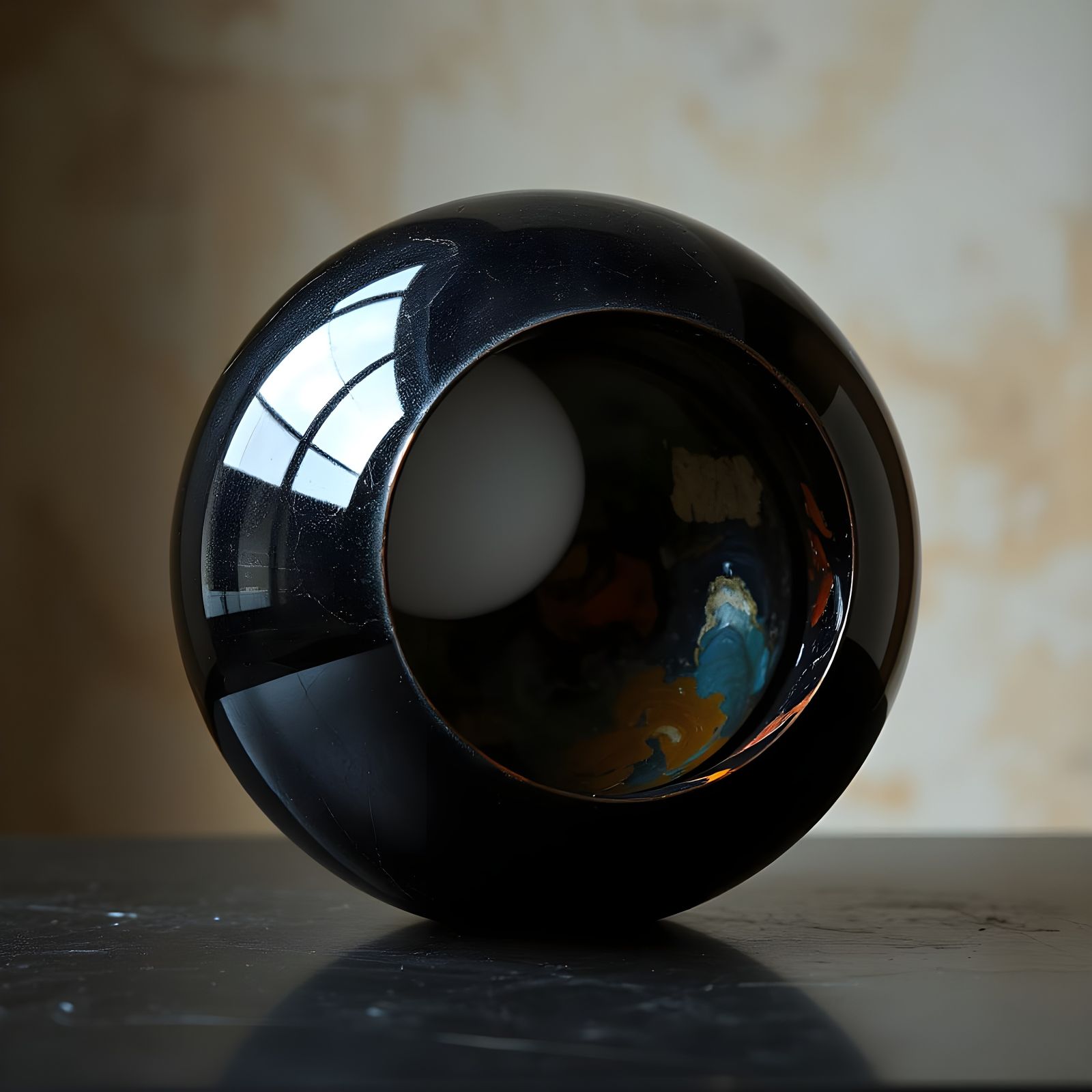Spherical Yin Yang Sculpture with Abstract Core