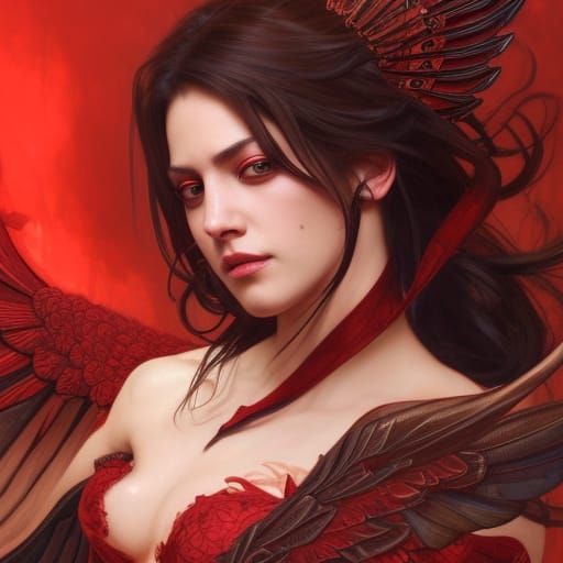 Detailed Female Demon Portrait in Volumetric Lighting