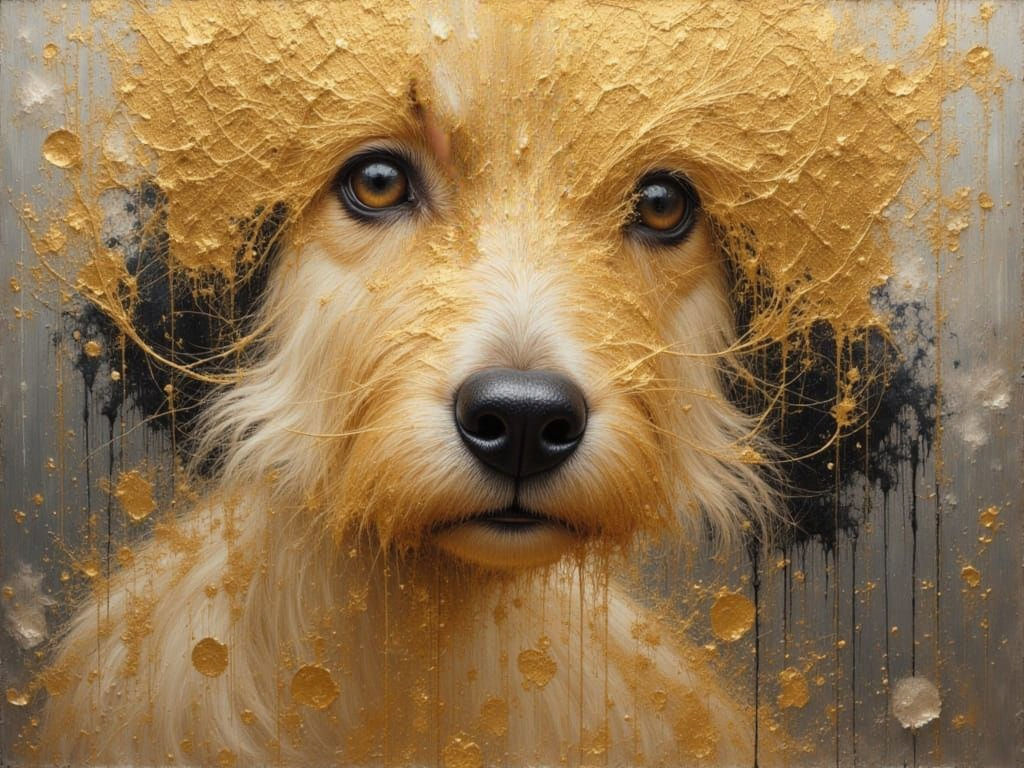 Impressionistic Oil Painting with Gold and Silver Paint