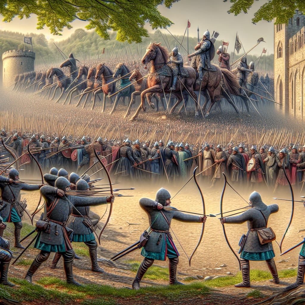 English Longbowmen at the Battle of Hastings, HDR