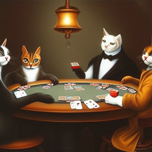 Cats Playing Poker Matte Painting