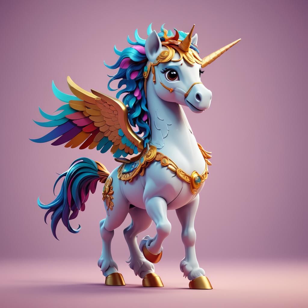 Adorable Pegasus: 3D Digital Art Concept