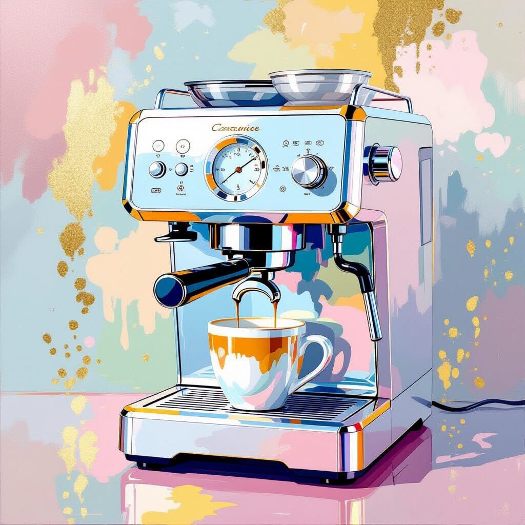 Coffee Machine in Impressionist Rococo Style