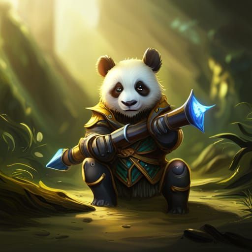 Armored Panda Cub Fantasy Concept Art