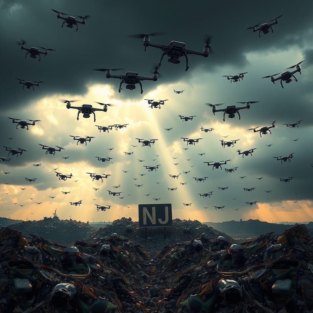 Drones Soar Over a Futuristic NJ Garbage Dump in a Stormy Sk...