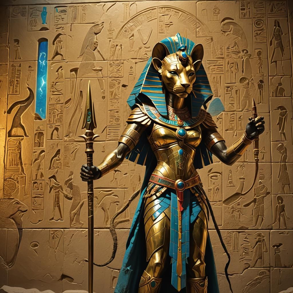 Sekhmet with Wand and Parasite Images