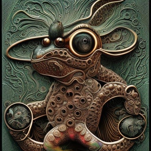 Surreal Nunchaku Amphibian Horse Collage