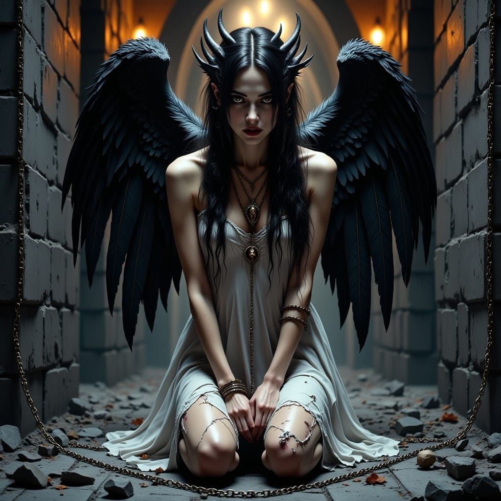 Hyperrealistic Portrait of a Beautiful Woman in a Dark, Magi...