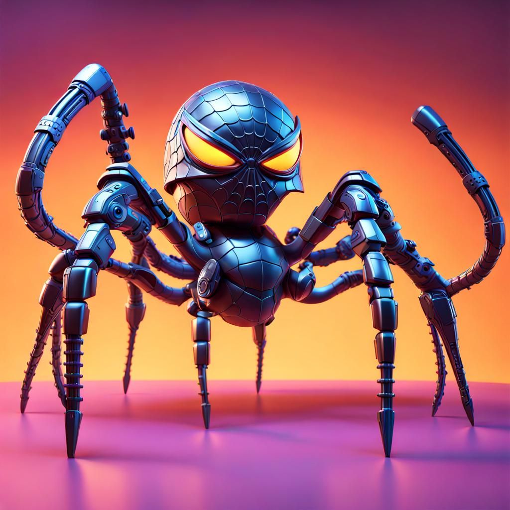 Armored Cyber Spider Character in 3D Digital Art