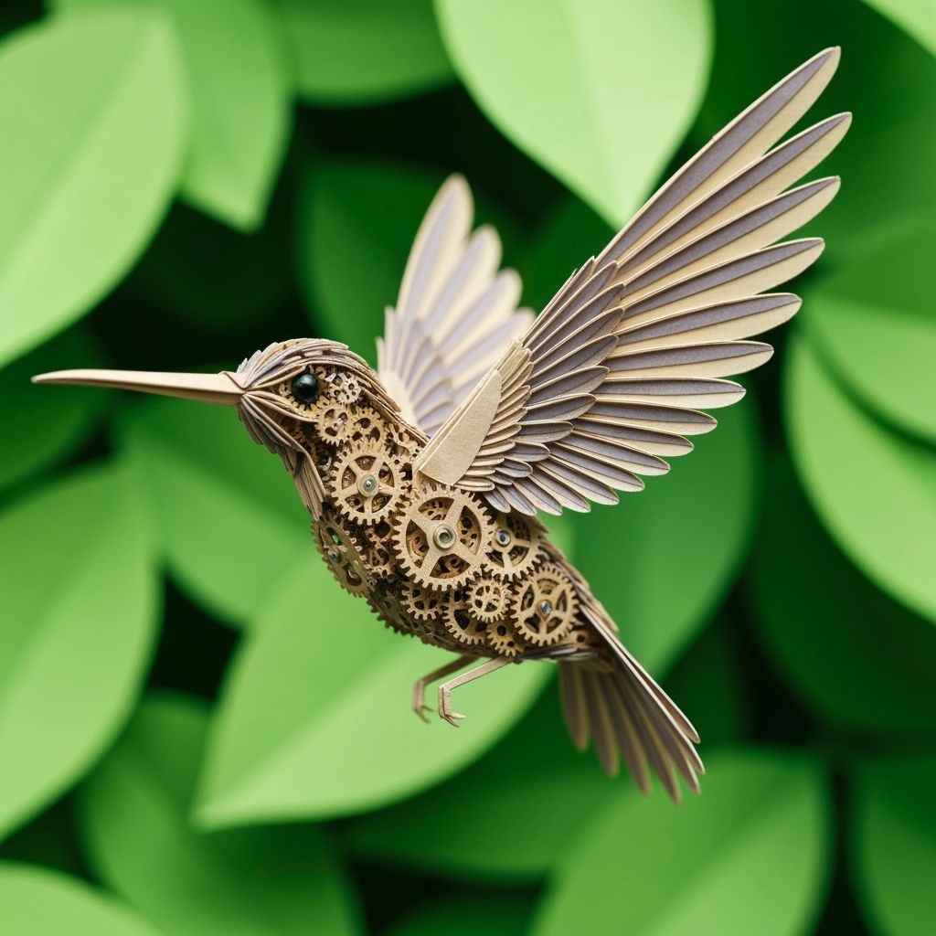 Origami Hummingbird Automaton in Flight
