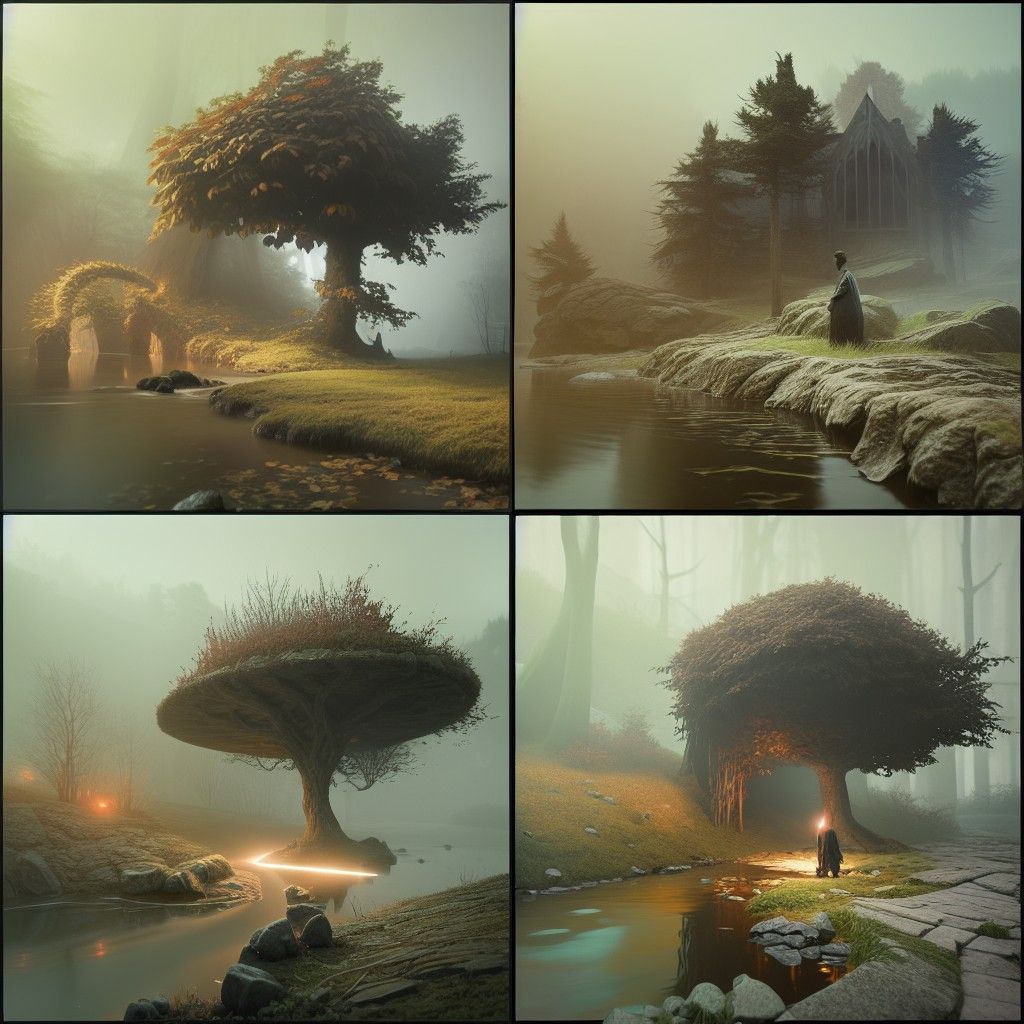 Misty Hollow with Threatening Darkness, Lovecraftian Style