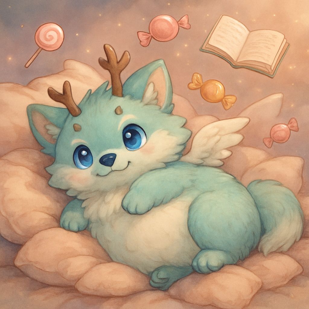 Adorable Aquamarine Wolf Cub in Magical Dreamscape