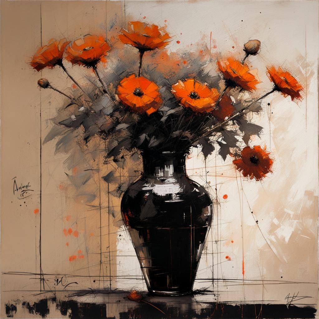 Vase of Flowers Still Life Oil Painting