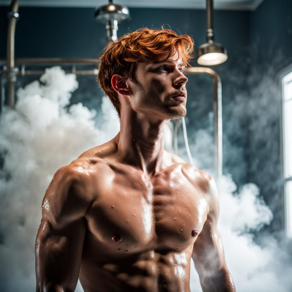 Hyperrealistic Photograph of a Steamy Redhead