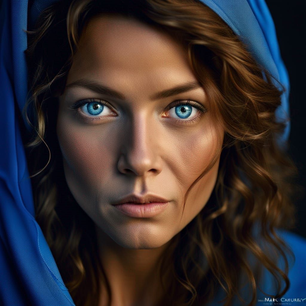 Stunning Close-Up Portrait of a Blue-Eyed Woman