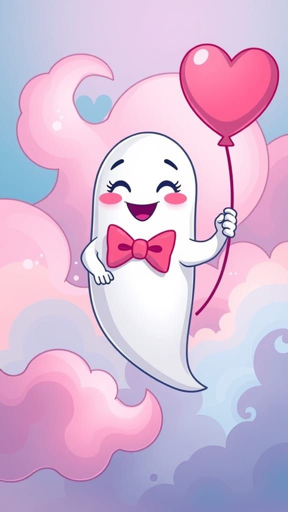 Whimsical Ghost in Pastel Hues, Inspired by Classic Cartoons